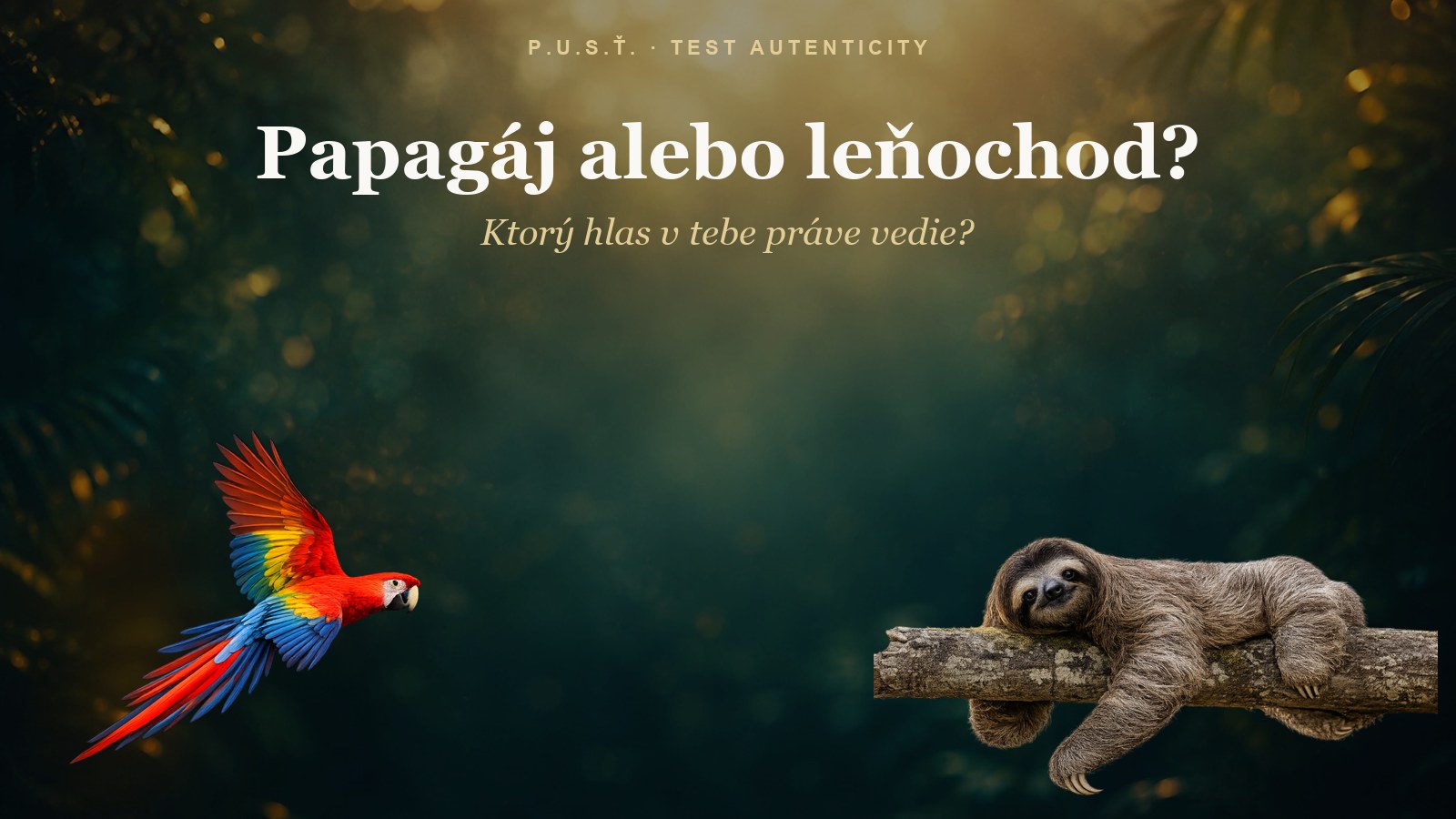 Ilustrácia papagája a leňochoda — symboly dvoch vnútorných hlasov